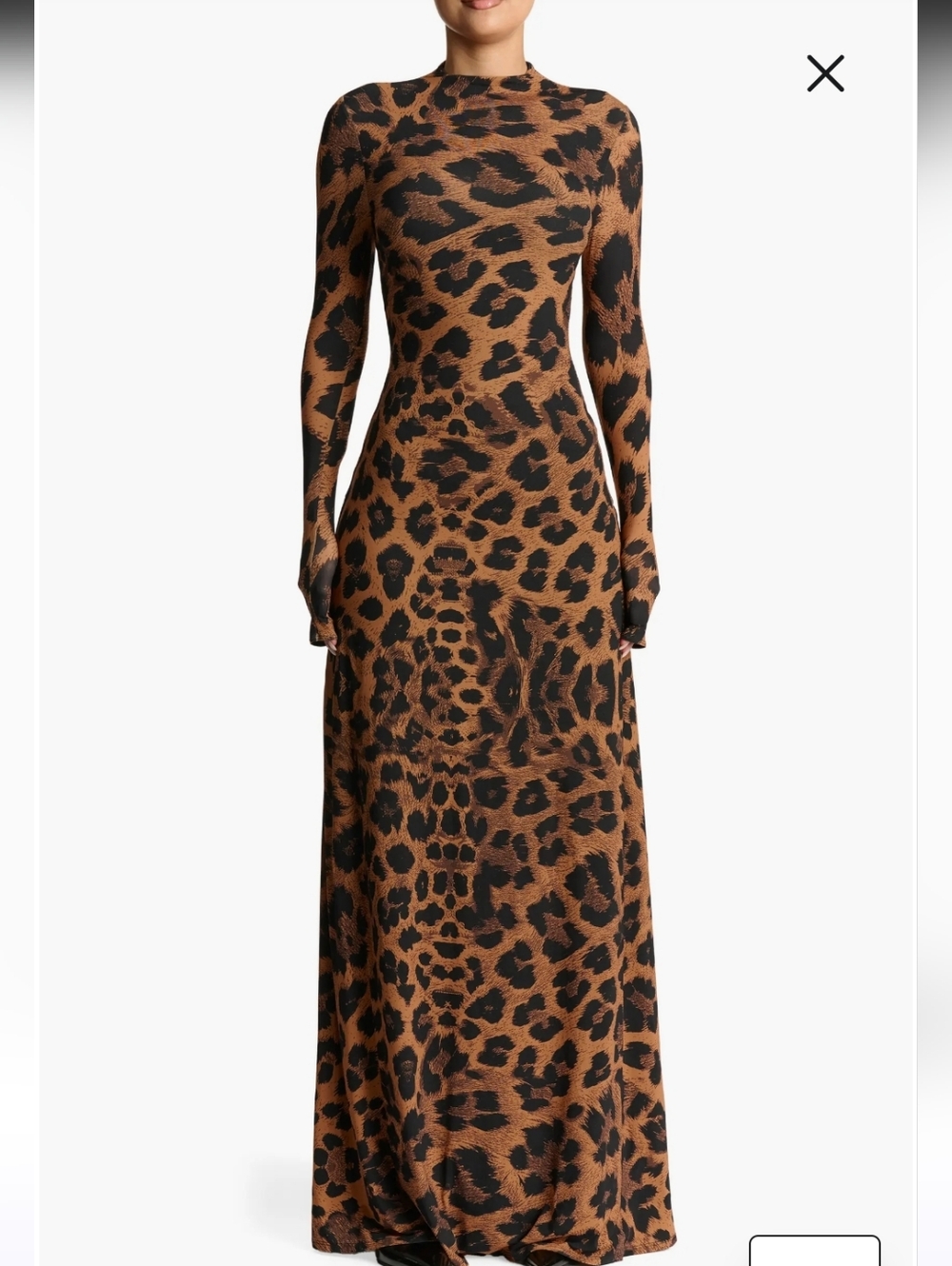naked wardrobe Leopard-Print Long Sleeve Midi Dress - Brown/Black - Picture 5 of 6